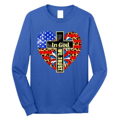 In God We Trust Heart 4th Of July Patriotic Flag Christian Gift Long Sleeve Shirt