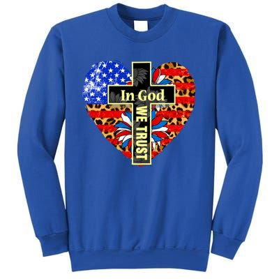 In God We Trust Heart 4th Of July Patriotic Flag Christian Gift Sweatshirt