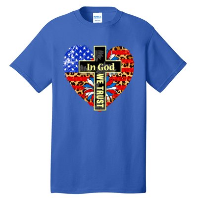 In God We Trust Heart 4th Of July Patriotic Flag Christian Gift Tall T-Shirt