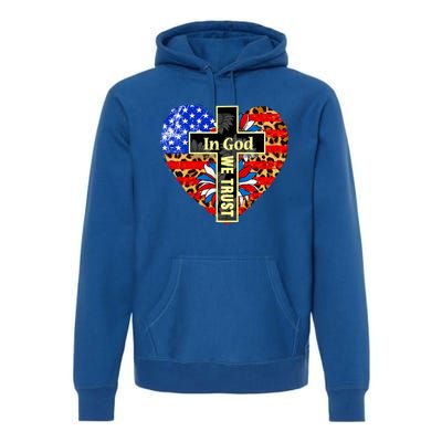 In God We Trust Heart 4th Of July Patriotic Flag Christian Gift Premium Hoodie