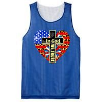 In God We Trust Heart 4th Of July Patriotic Flag Christian Gift Mesh Reversible Basketball Jersey Tank