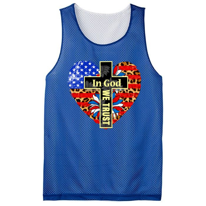 In God We Trust Heart 4th Of July Patriotic Flag Christian Gift Mesh Reversible Basketball Jersey Tank