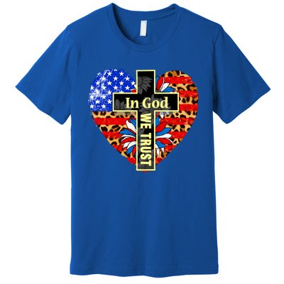 In God We Trust Heart 4th Of July Patriotic Flag Christian Gift Premium T-Shirt