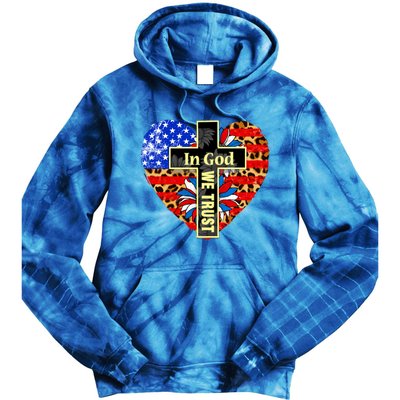 In God We Trust Heart 4th Of July Patriotic Flag Christian Gift Tie Dye Hoodie