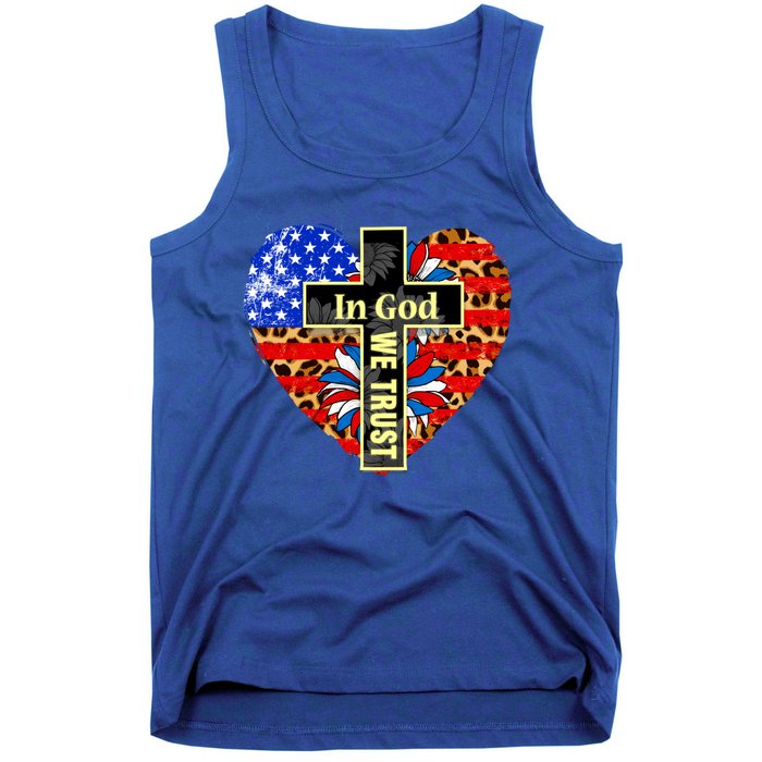 In God We Trust Heart 4th Of July Patriotic Flag Christian Gift Tank Top