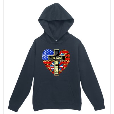 In God We Trust Heart 4th Of July Patriotic Flag Christian Gift Urban Pullover Hoodie