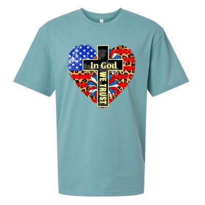 In God We Trust Heart 4th Of July Patriotic Flag Christian Gift Sueded Cloud Jersey T-Shirt