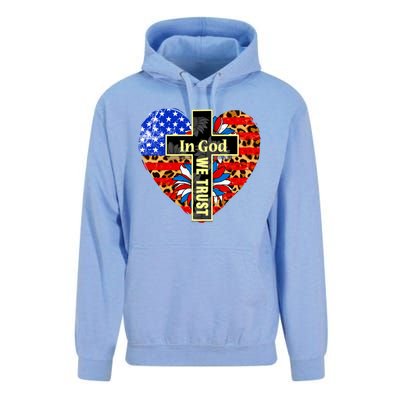 In God We Trust Heart 4th Of July Patriotic Flag Christian Gift Unisex Surf Hoodie