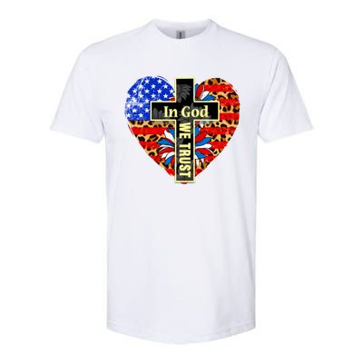 In God We Trust Heart 4th Of July Patriotic Flag Christian Gift Softstyle CVC T-Shirt