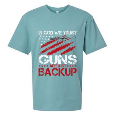 In God We Trust Guns Are Just Backup Patriotic Sueded Cloud Jersey T-Shirt
