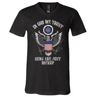 In God We Trust Guns Are Just Backup V-Neck T-Shirt