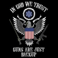 In God We Trust Guns Are Just Backup Sustainable Bucket Hat