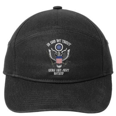 In God We Trust Guns Are Just Backup 7-Panel Snapback Hat