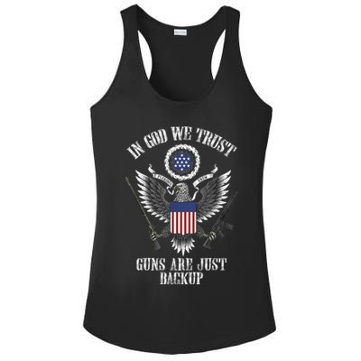 In God We Trust Guns Are Just Backup Ladies PosiCharge Competitor Racerback Tank