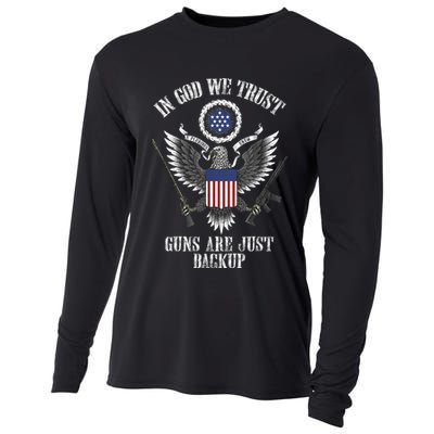 In God We Trust Guns Are Just Backup Cooling Performance Long Sleeve Crew