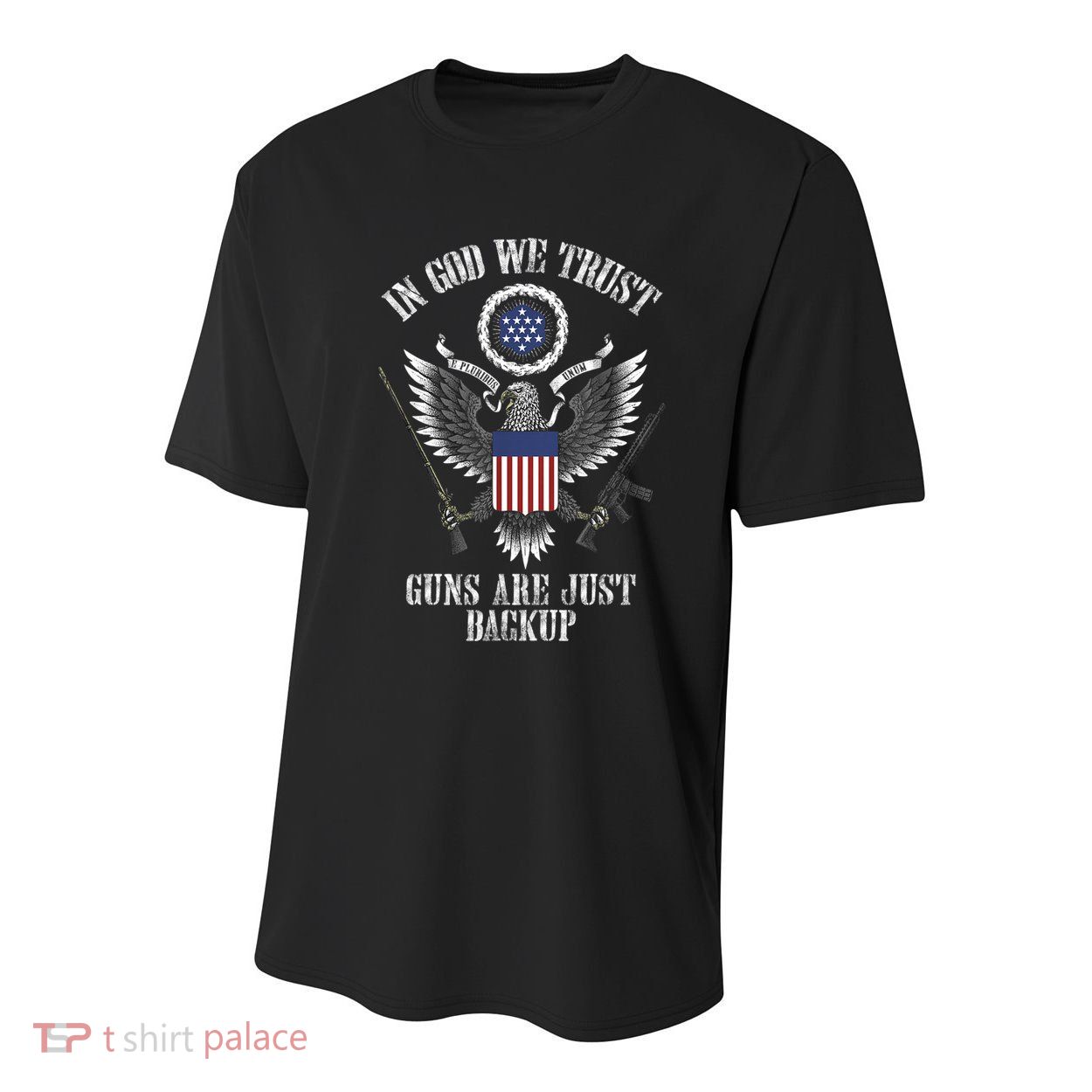 In God We Trust Guns Are Just Backup Youth Performance Sprint T-Shirt