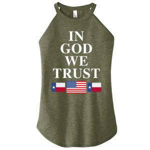 In God We Trust Texas Schools American Flag Texas Usa Gift Women's Perfect Tri Rocker Tank