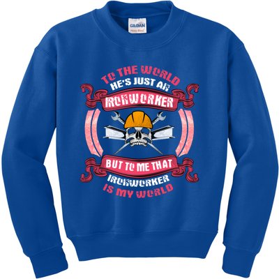 Ironworker Gift Wife He's My My Entire World Great Gift Kids Sweatshirt