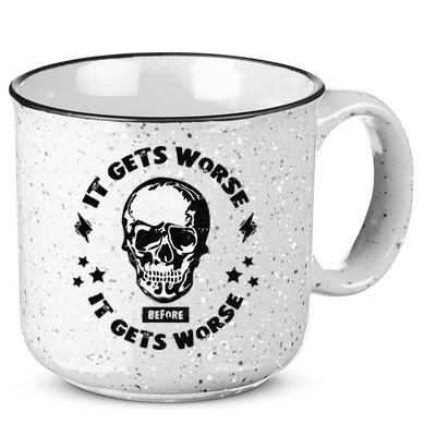 It Gets Worse Before It Gets Worse Prepper Survivalist Skull 15oz Campfire Ceramic Mug