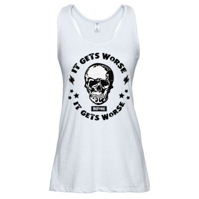 It Gets Worse Before It Gets Worse Prepper Survivalist Skull Ladies Essential Flowy Tank