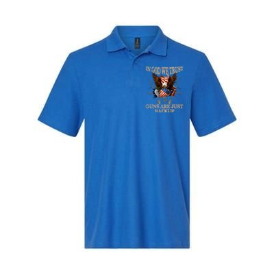 In God We Trust The Guns Are Just Backup Christian Veteran Gift Softstyle Adult Sport Polo