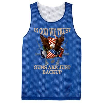 In God We Trust The Guns Are Just Backup Christian Veteran Gift Mesh Reversible Basketball Jersey Tank