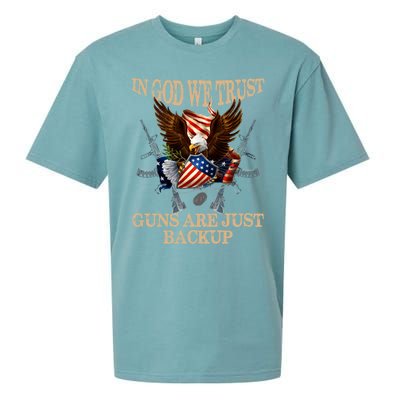 In God We Trust The Guns Are Just Backup Christian Veteran Gift Sueded Cloud Jersey T-Shirt