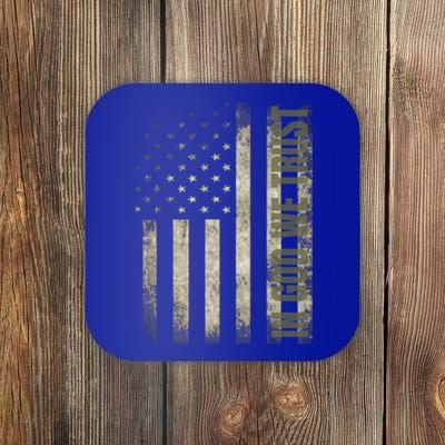 In God We Trust Us Flag Gift Coaster