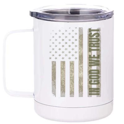 In God We Trust Us Flag Gift 12 oz Stainless Steel Tumbler Cup