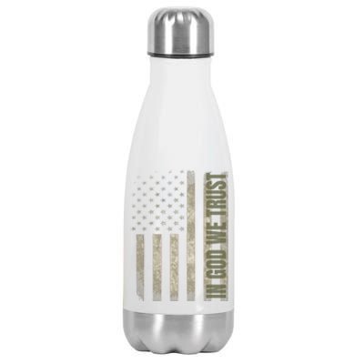 In God We Trust Us Flag Gift Stainless Steel Insulated Water Bottle