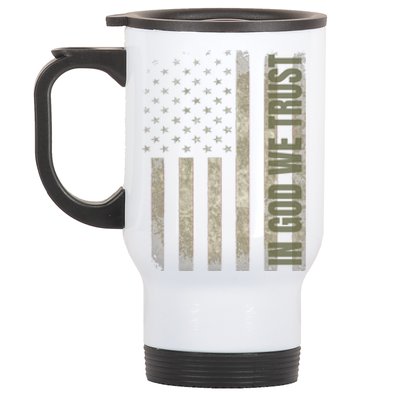 In God We Trust Us Flag Gift Stainless Steel Travel Mug