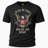 In God We Trust Guns Are Just Backup AR 15 American Flag Cooling Performance Crew T-Shirt