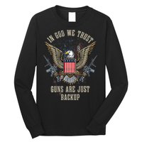 In God We Trust Guns Are Just Backup AR 15 American Flag Long Sleeve Shirt