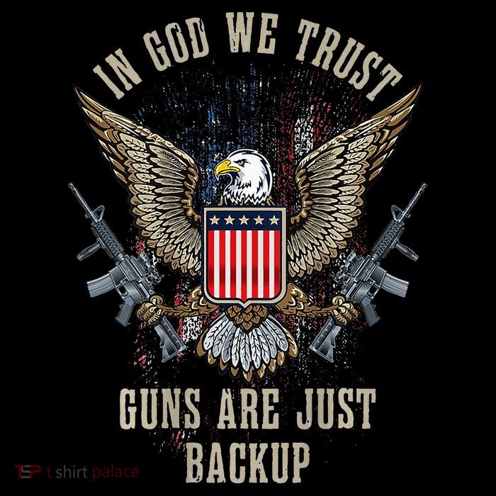 In God We Trust Guns Are Just Backup AR 15 American Flag Button