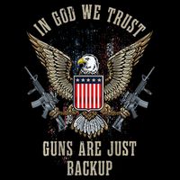 In God We Trust Guns Are Just Backup AR 15 American Flag 16 in Basic Backpack