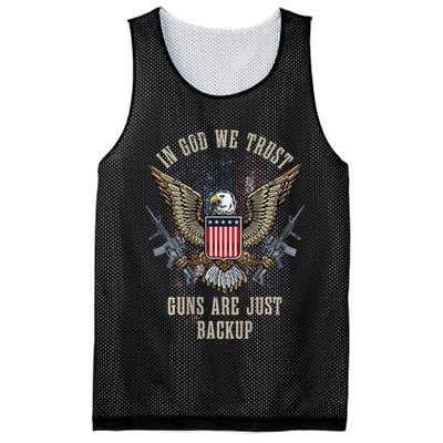 In God We Trust Guns Are Just Backup AR 15 American Flag Mesh Reversible Basketball Jersey Tank