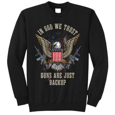 In God We Trust Guns Are Just Backup AR 15 American Flag Tall Sweatshirt