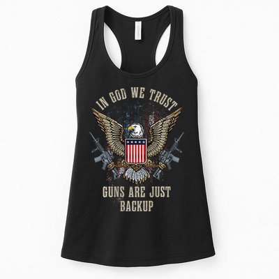 In God We Trust Guns Are Just Backup AR 15 American Flag Womens Tank Top