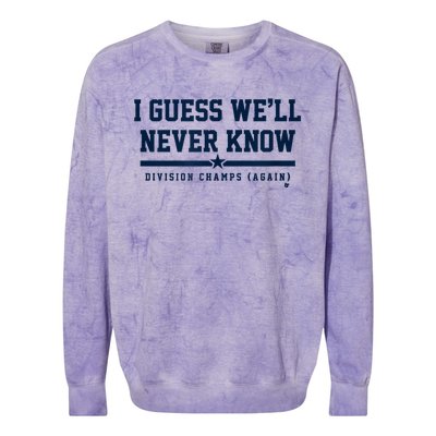 I Guess WeLl Never Know Houston Baseball Colorblast Crewneck Sweatshirt