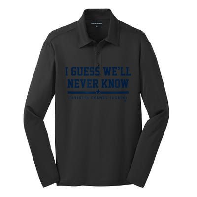 I Guess WeLl Never Know Houston Baseball Silk Touch Performance Long Sleeve Polo