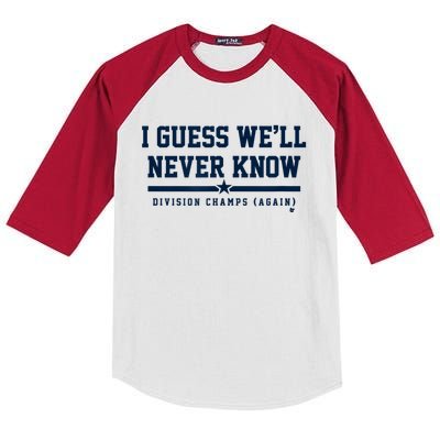 I Guess WeLl Never Know Houston Baseball Kids Colorblock Raglan Jersey