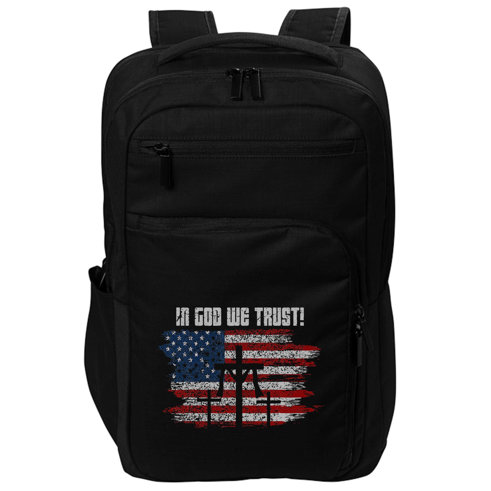 In God We Trust American Christian Bible Verse Impact Tech Backpack