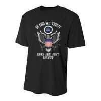 In God We Trust Guns Are Just Backup Youth Performance Sprint T-Shirt