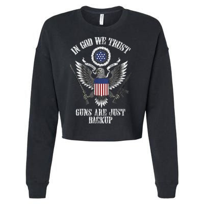 In God We Trust Guns Are Just Backup Cropped Pullover Crew
