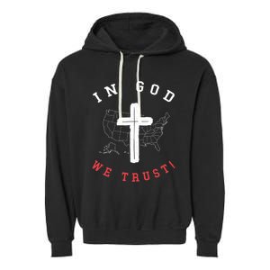 In God We Trust American Christian Bible Verse Gift Garment-Dyed Fleece Hoodie