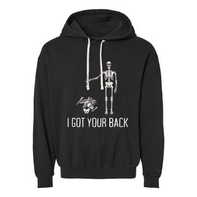 I Got Your Back Funny Halloween Skeleton Garment-Dyed Fleece Hoodie