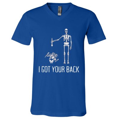 I Got Your Back Funny Halloween Skeleton V-Neck T-Shirt