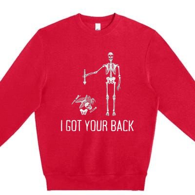 I Got Your Back Funny Halloween Skeleton Premium Crewneck Sweatshirt