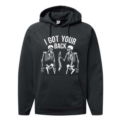 I Got Your Back Funny Skeleton Spine Halloween Costume Performance Fleece Hoodie