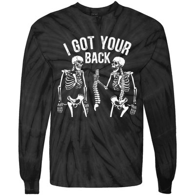 I Got Your Back Funny Skeleton Spine Halloween Costume Tie-Dye Long Sleeve Shirt